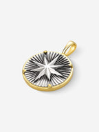 Pingente Compass I Large — Prata & Ouro