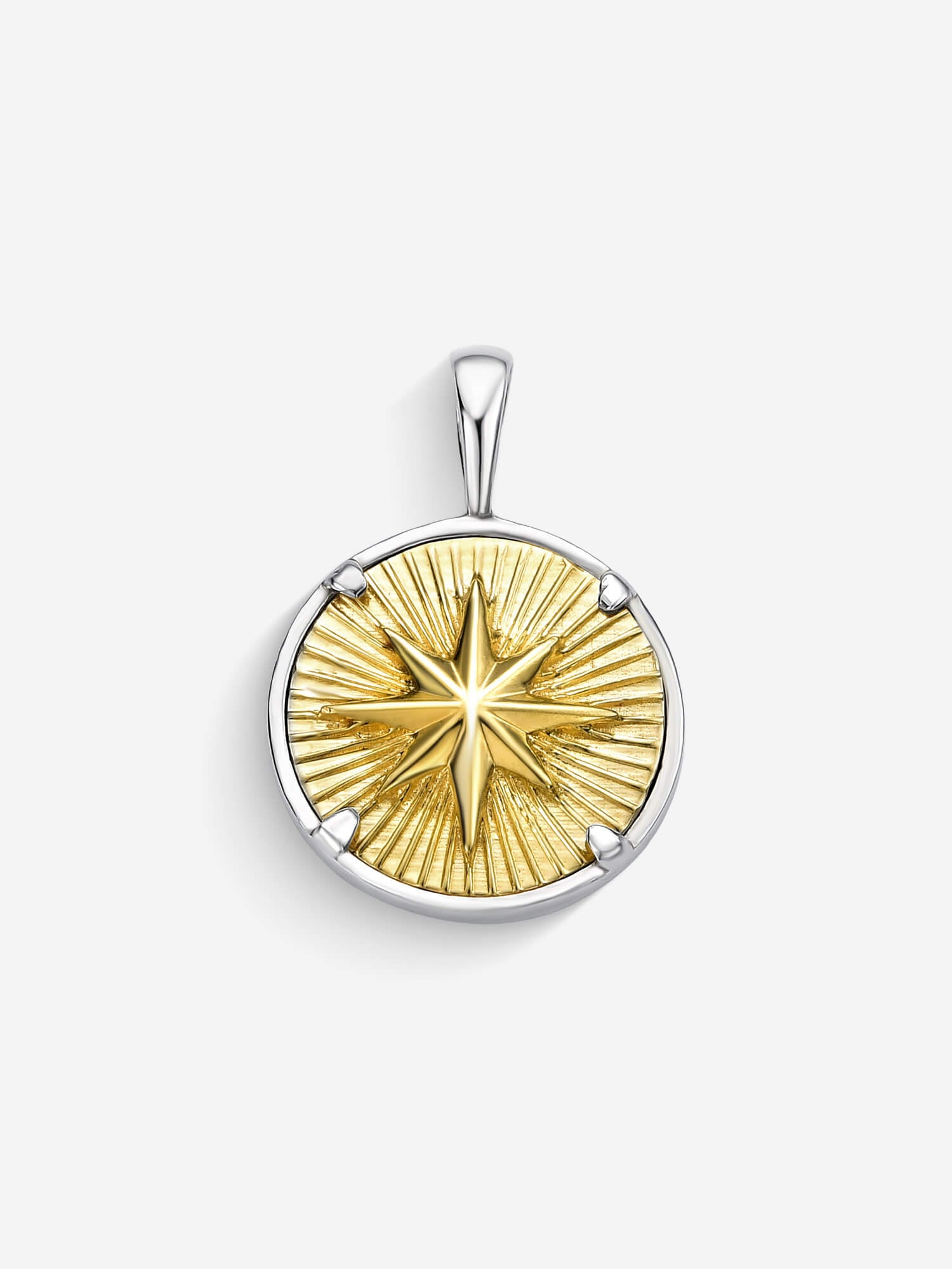 Pingente Compass I — Ouro & Prata