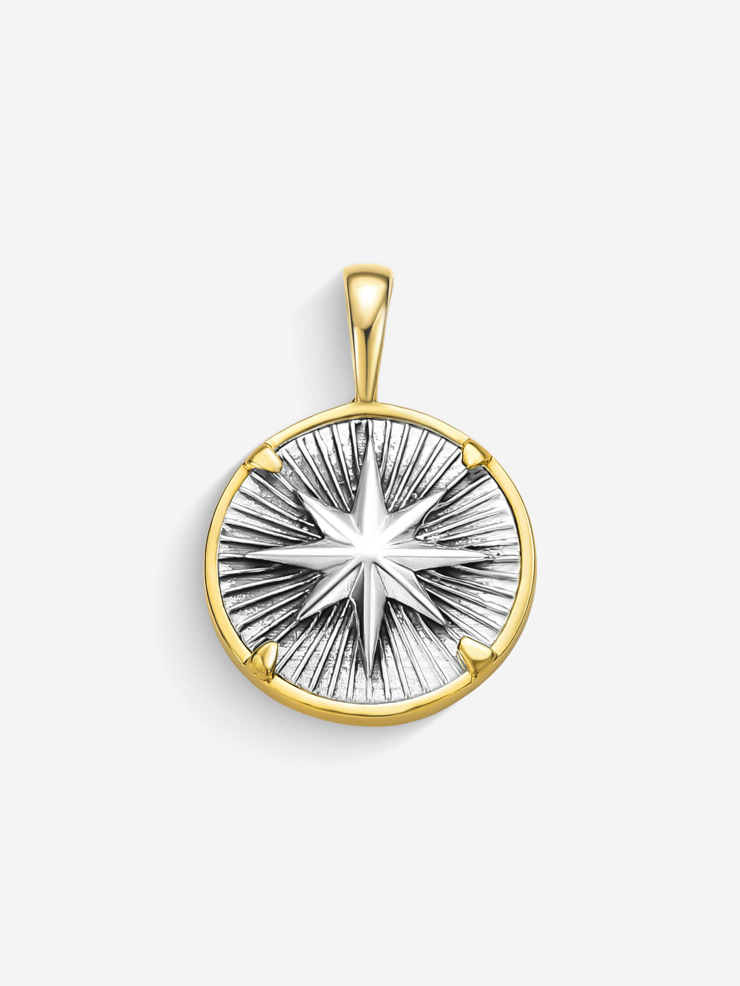 Pingente Compass I — Prata & Ouro