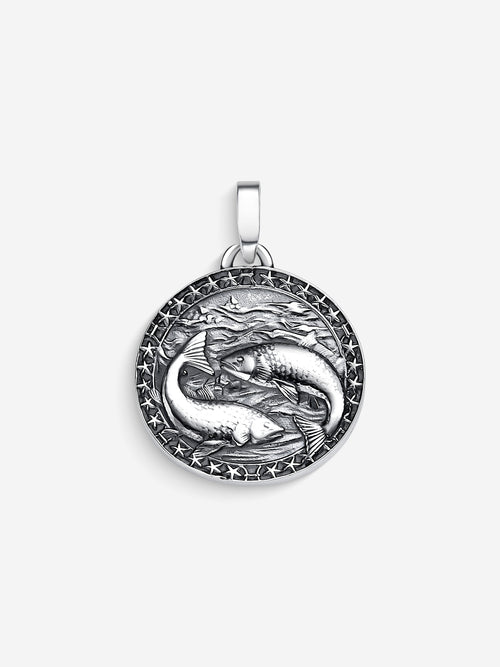 MATERIAL: PRATA OXIDADA | Pingente Pisces em Prata 925 Oxidada