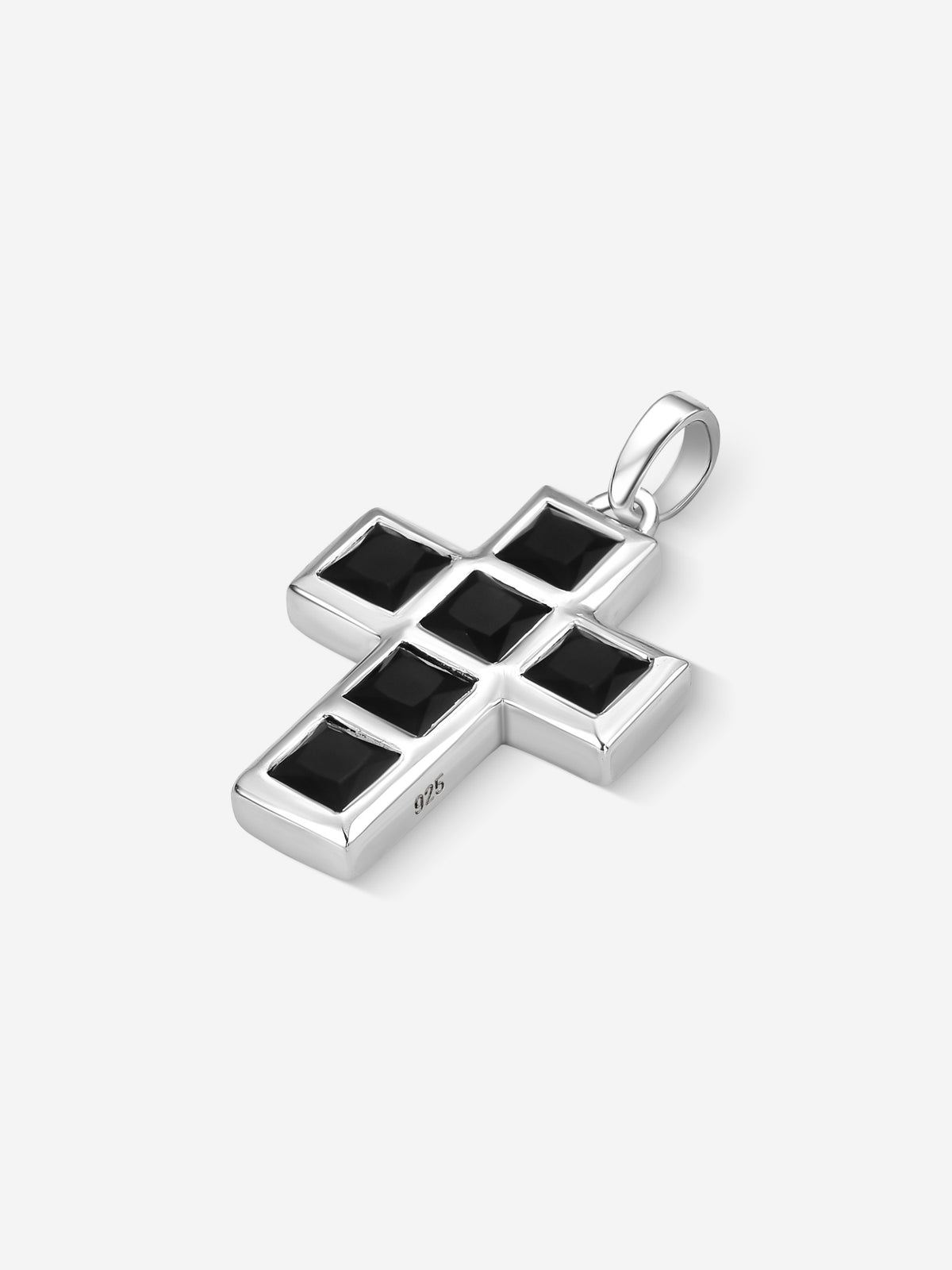 Stone Cross em Prata 925 com ônix, vista lateral