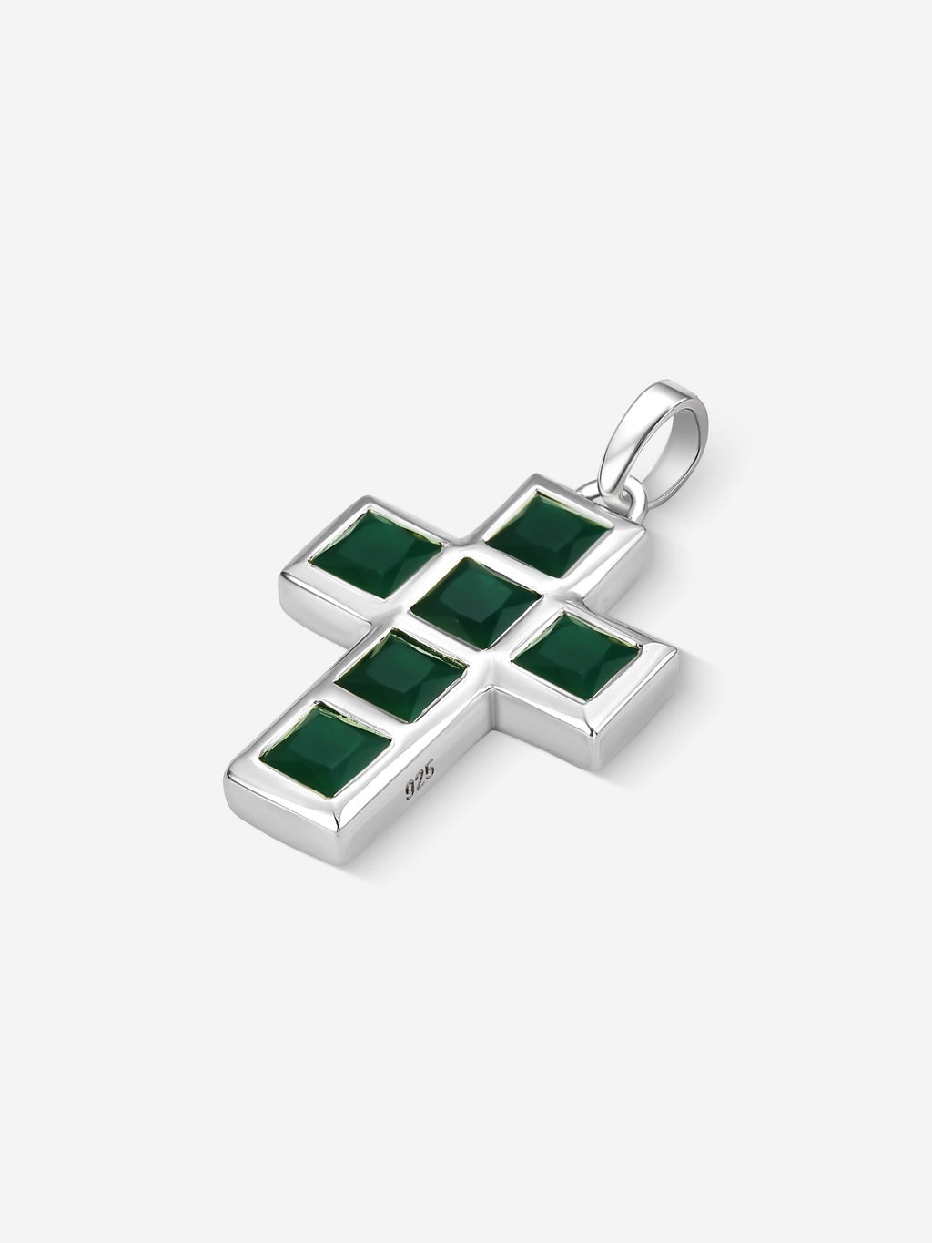 Stone Cross em Prata 925 com crisoprásio, vista lateral