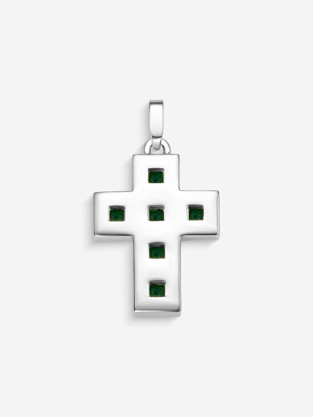 Verso da Stone Cross em Prata 925 com crisoprásio