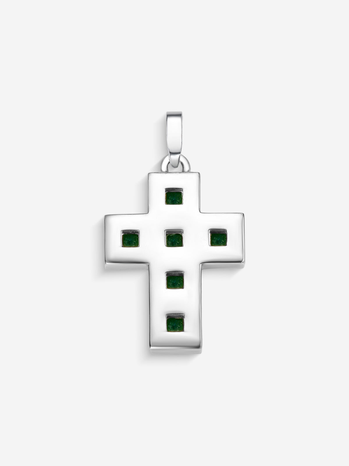 Verso da Stone Cross em Prata 925 com crisoprásio