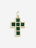 Stone Cross em Prata 925 com banho de Ouro 18k e crisoprásio