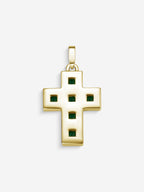 Verso da Stone Cross em Prata 925 com banho de Ouro 18k e crisoprásio