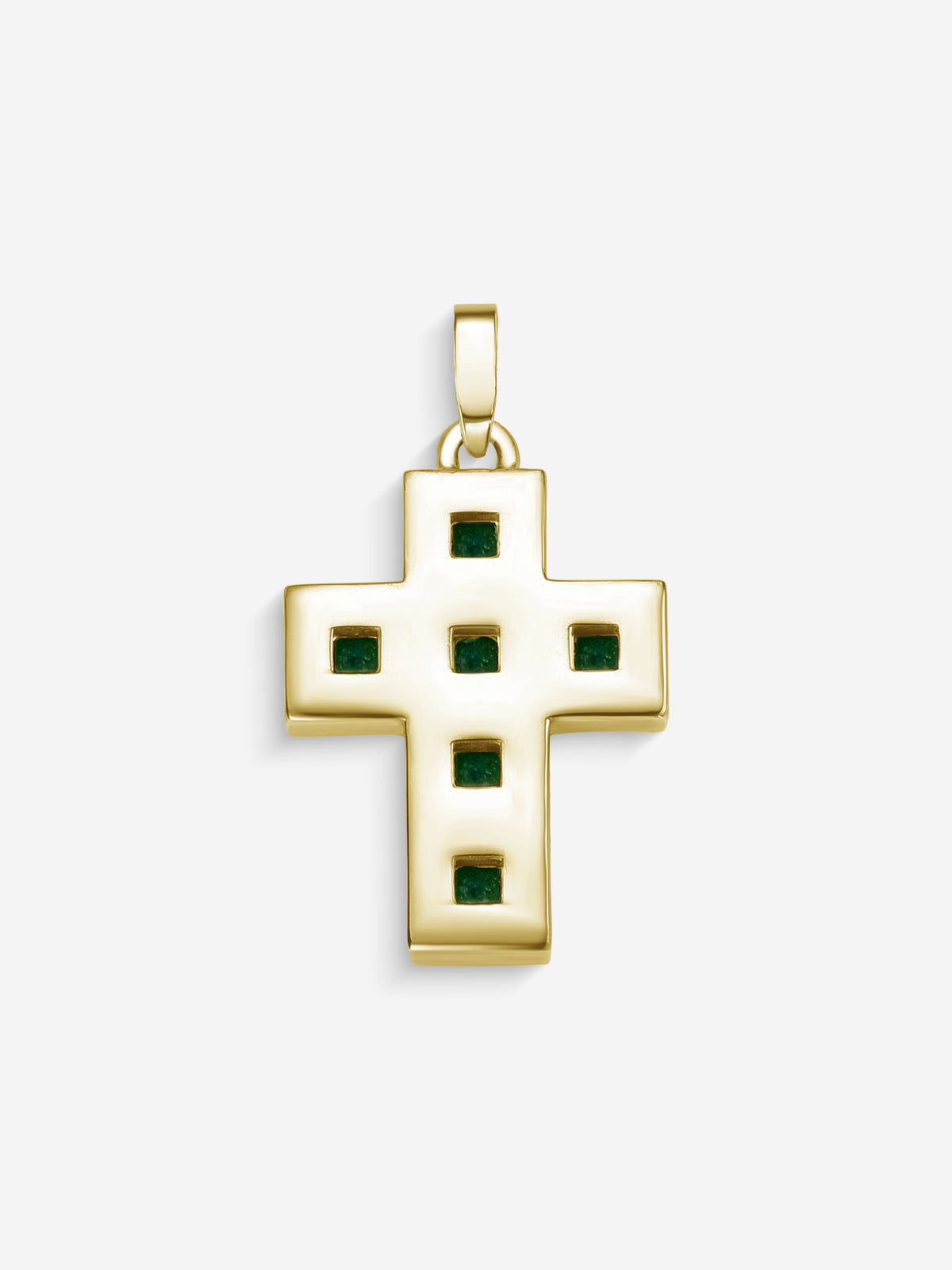 Verso da Stone Cross em Prata 925 com banho de Ouro 18k e crisoprásio