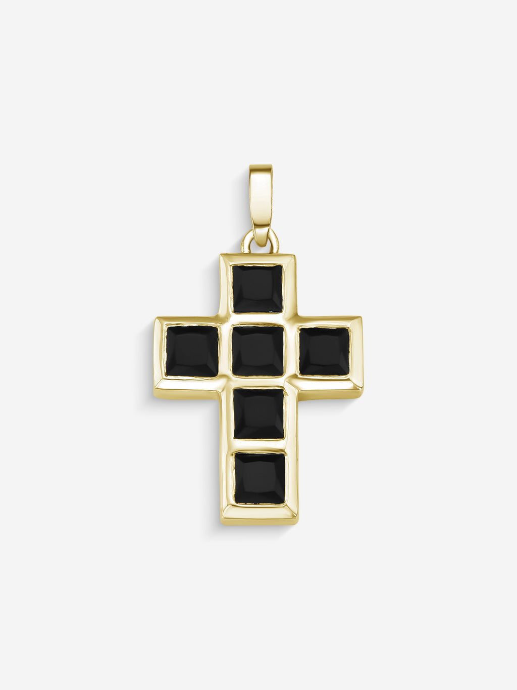 Stone Cross em Prata 925 banho em ouro com ônix