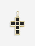 Stone Cross em Prata 925 banho em ouro com ônix