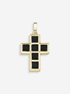 Stone Cross em Prata 925 banho em ouro com ônix
