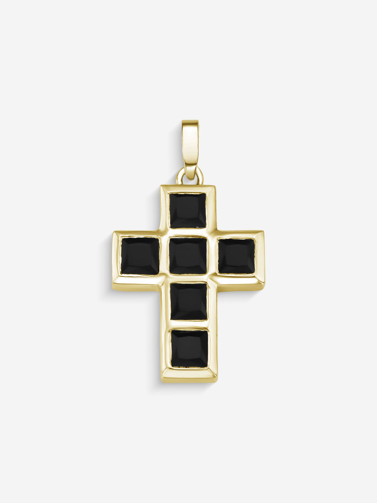 Stone Cross em Prata 925 banho em ouro com ônix