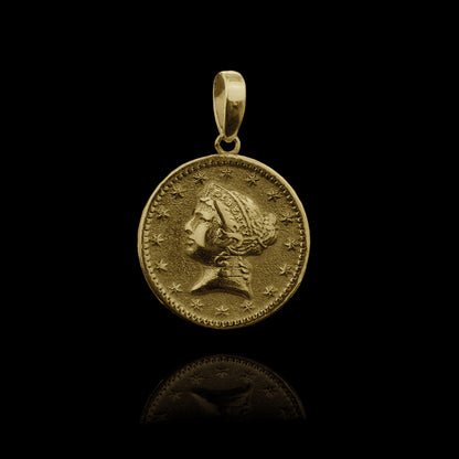 Pingente de Prata Coin II Banhado a Ouro
