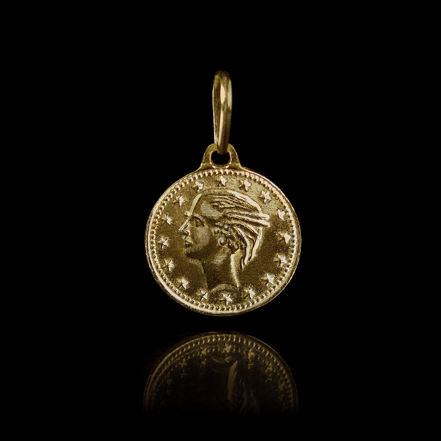 Old Siller - Pingente de Prata Coin Banhado a Ouro
