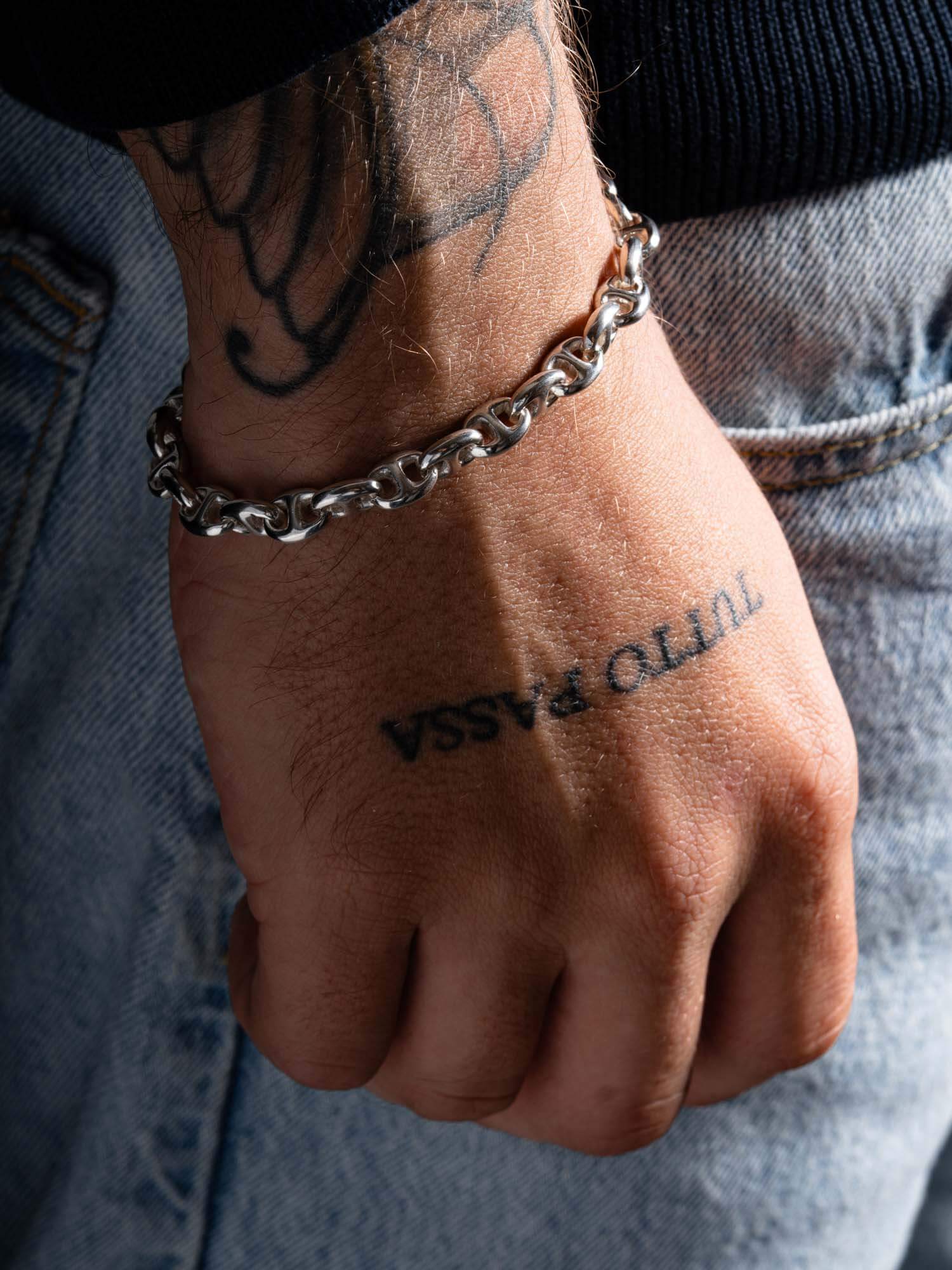 Pulseira Marine Masculina com Elos Marinheiros em Prata 925