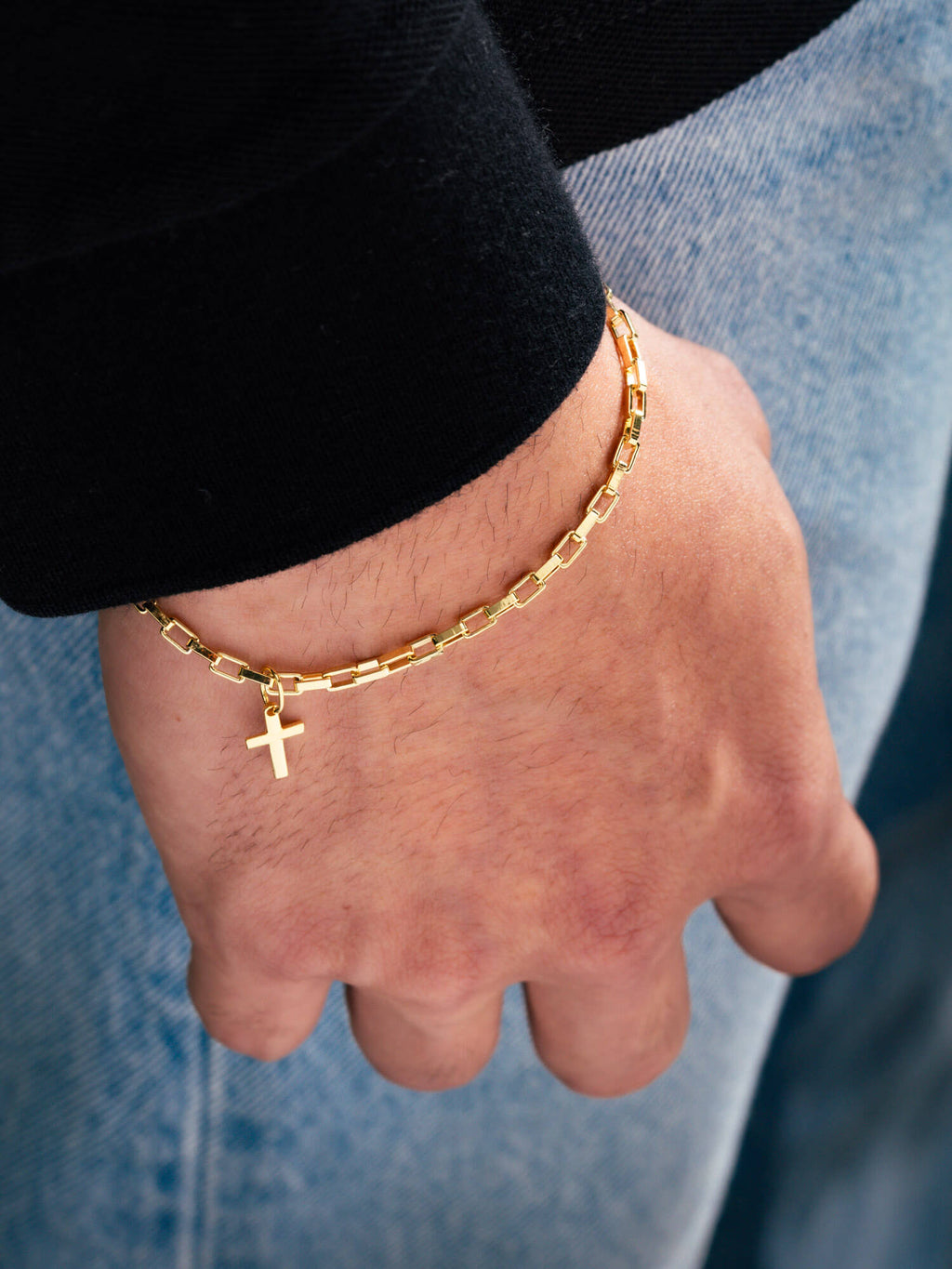 MATERIAL: PRATA BANHADA A OURO | Pulseira Classic Cross em Prata 925 banhada a Ouro 18k