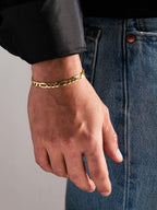 MATERIAL: PRATA BANHADA A OURO | Pulseira Figaro Medium em Prata 925 banhada a Ouro 18k