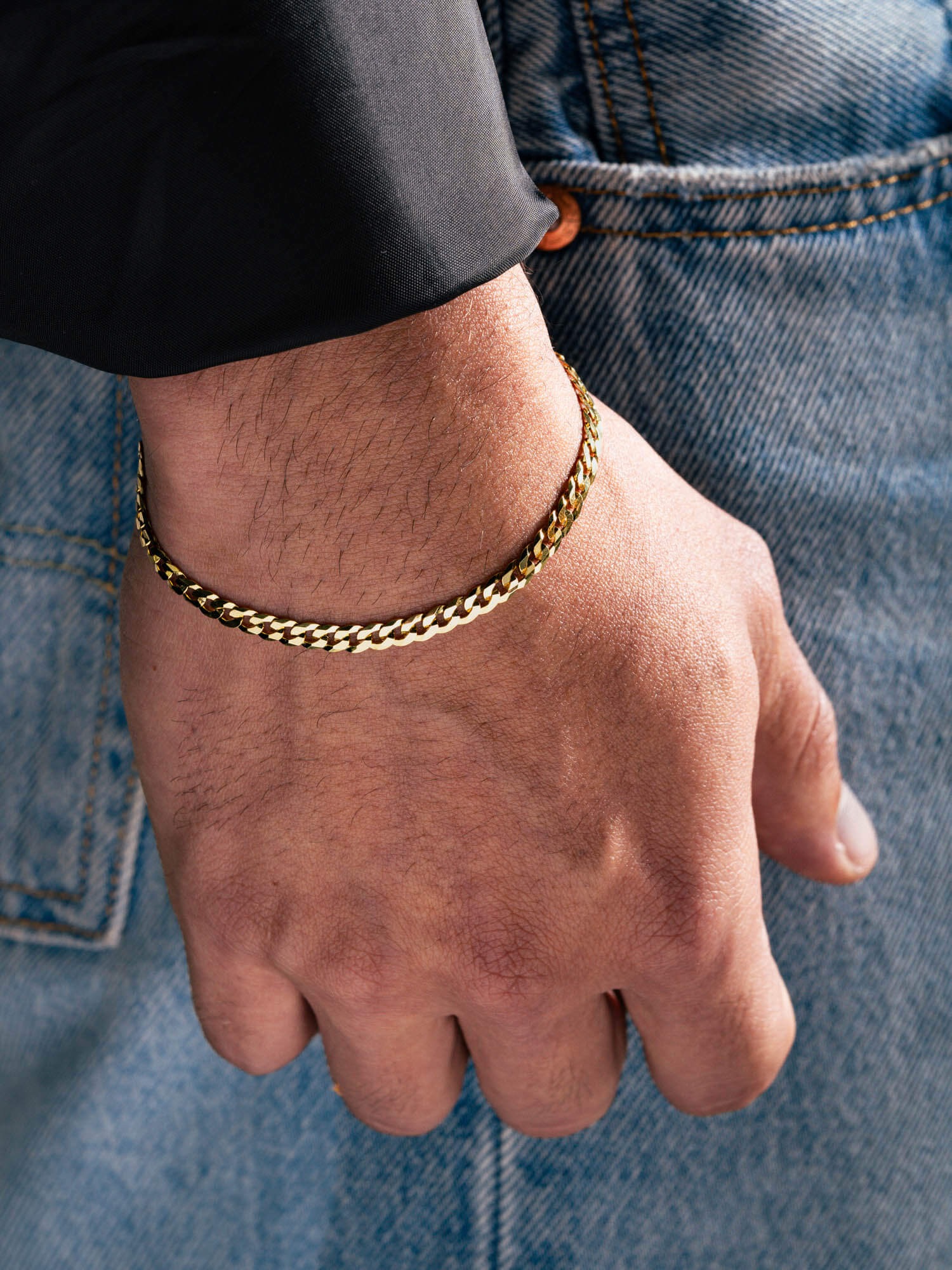 MATERIAL: PRATA BANHADA A OURO | Pulseira Grumet Slim em Prata 925 banhada a Ouro 18k