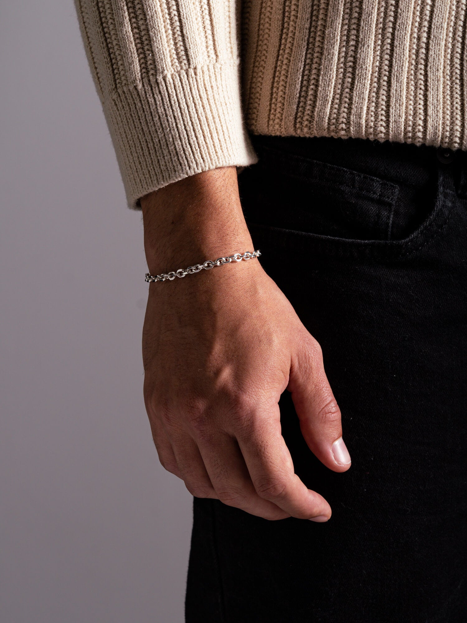 MATERIAL: PRATA | Pulseira Raw Medium em Prata 925