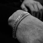 MATERIAL: PRATA | Pulseira Grumet Dupla Slim em Prata 925