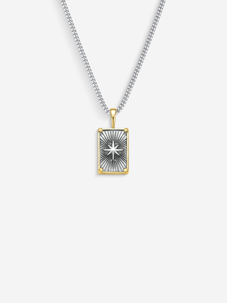 Colar Compass II Prata & Ouro, corrente grumet, vista frontal