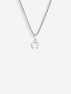 Colar Fortune Mini prateado, corrente grumet, verso