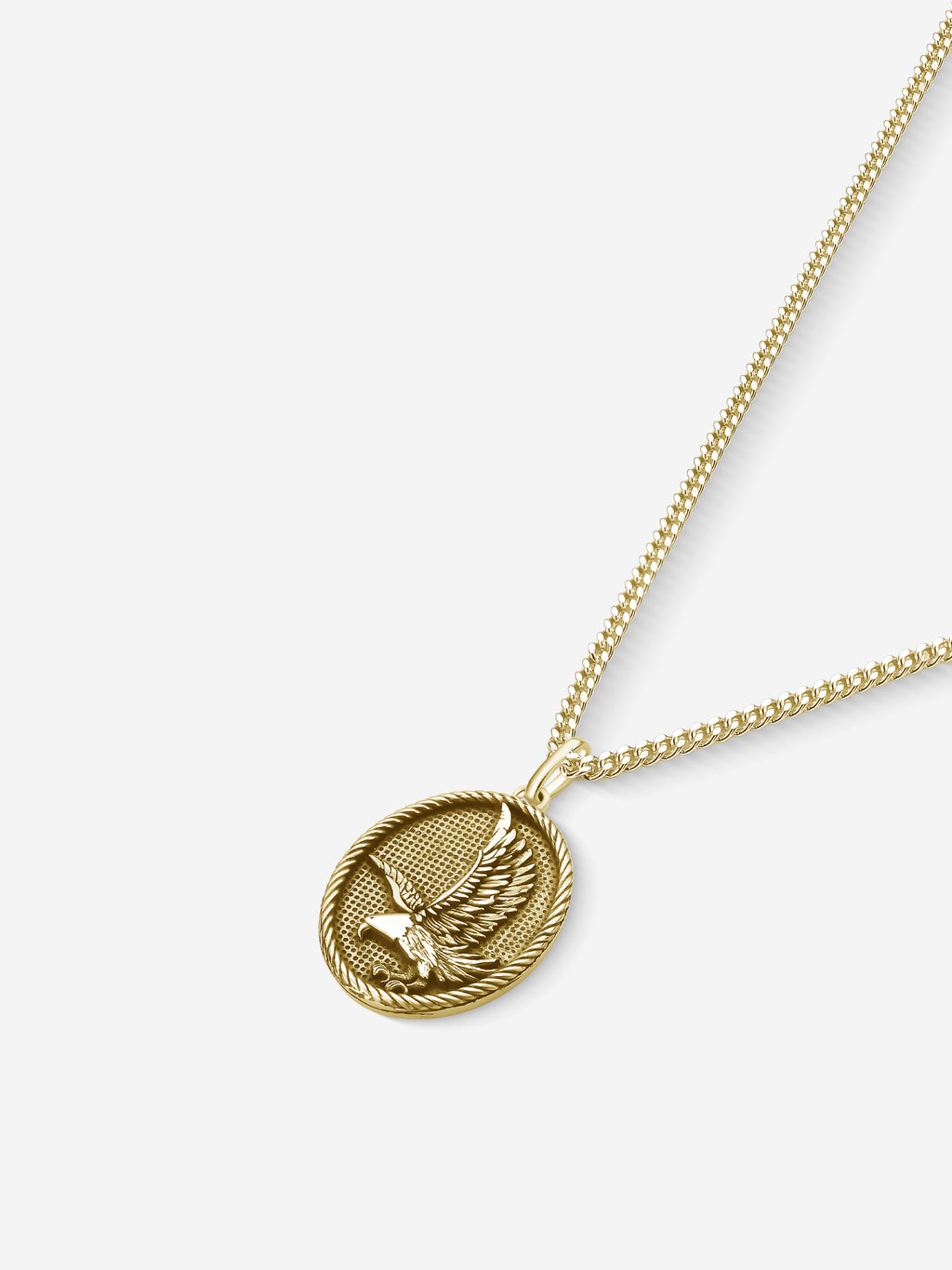 Colar Honor dourado, corrente grumet, vista em perspectiva
