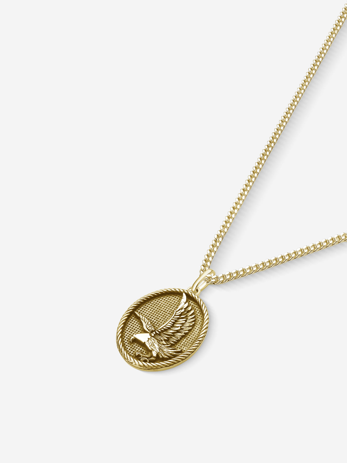 Colar Honor dourado, corrente grumet, vista em perspectiva