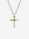 Colar Nail Cross em Prata 925 com banho de Ouro 18k, corrente grumet, vista frontal