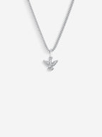 MATERIAL: PRATA | Colar Peace Mini prateado, corrente grumet, vista frontal