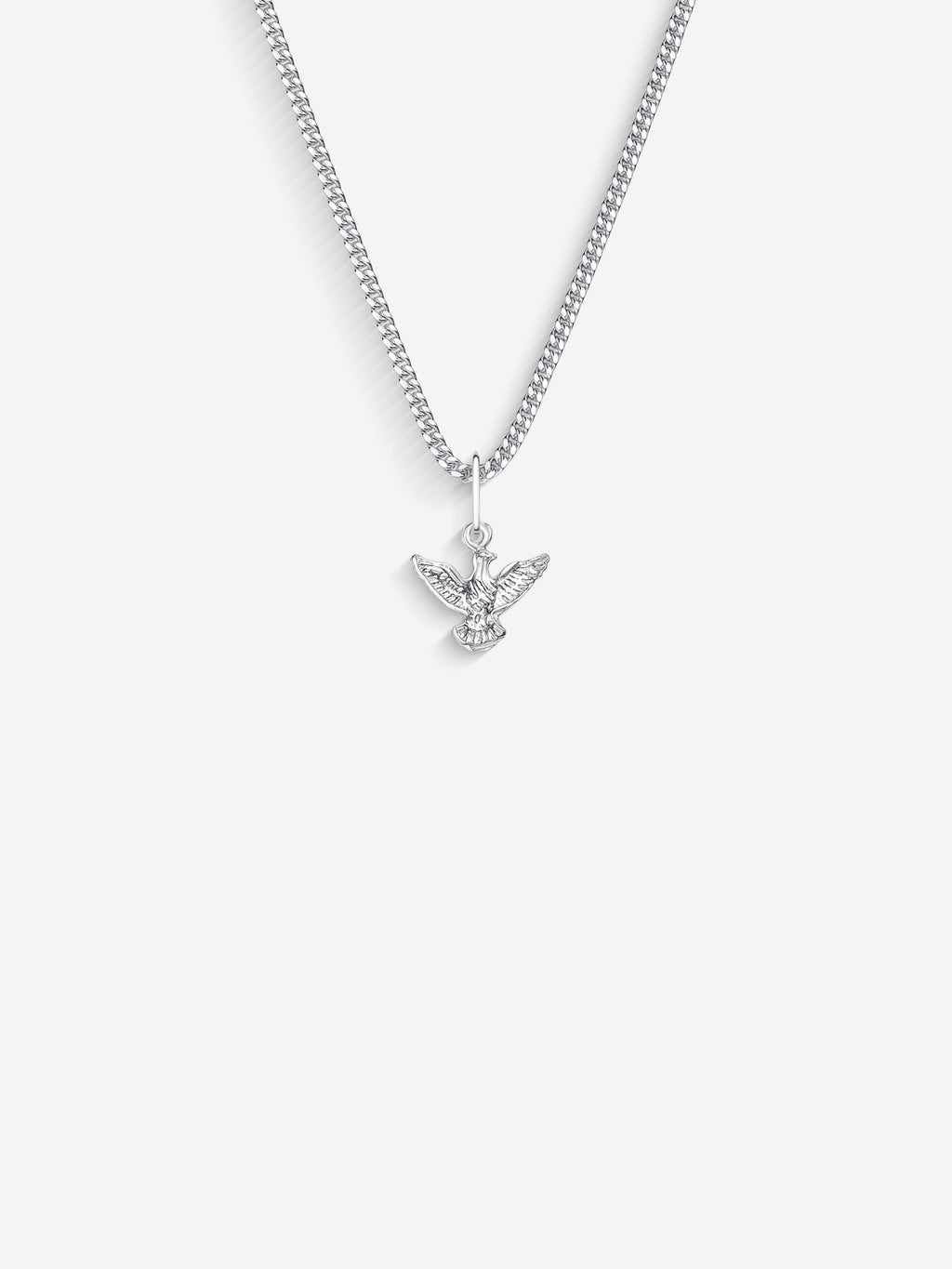 MATERIAL: PRATA | Colar Peace Mini prateado, corrente grumet, verso