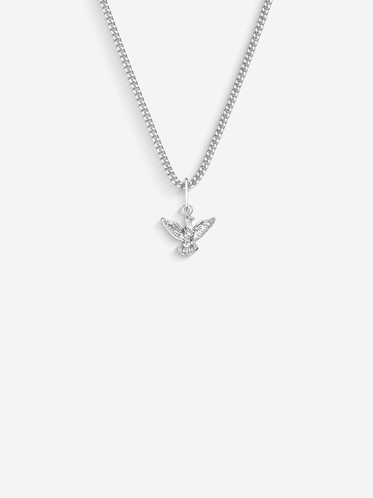 MATERIAL: PRATA | Colar Peace Mini prateado, corrente grumet, verso