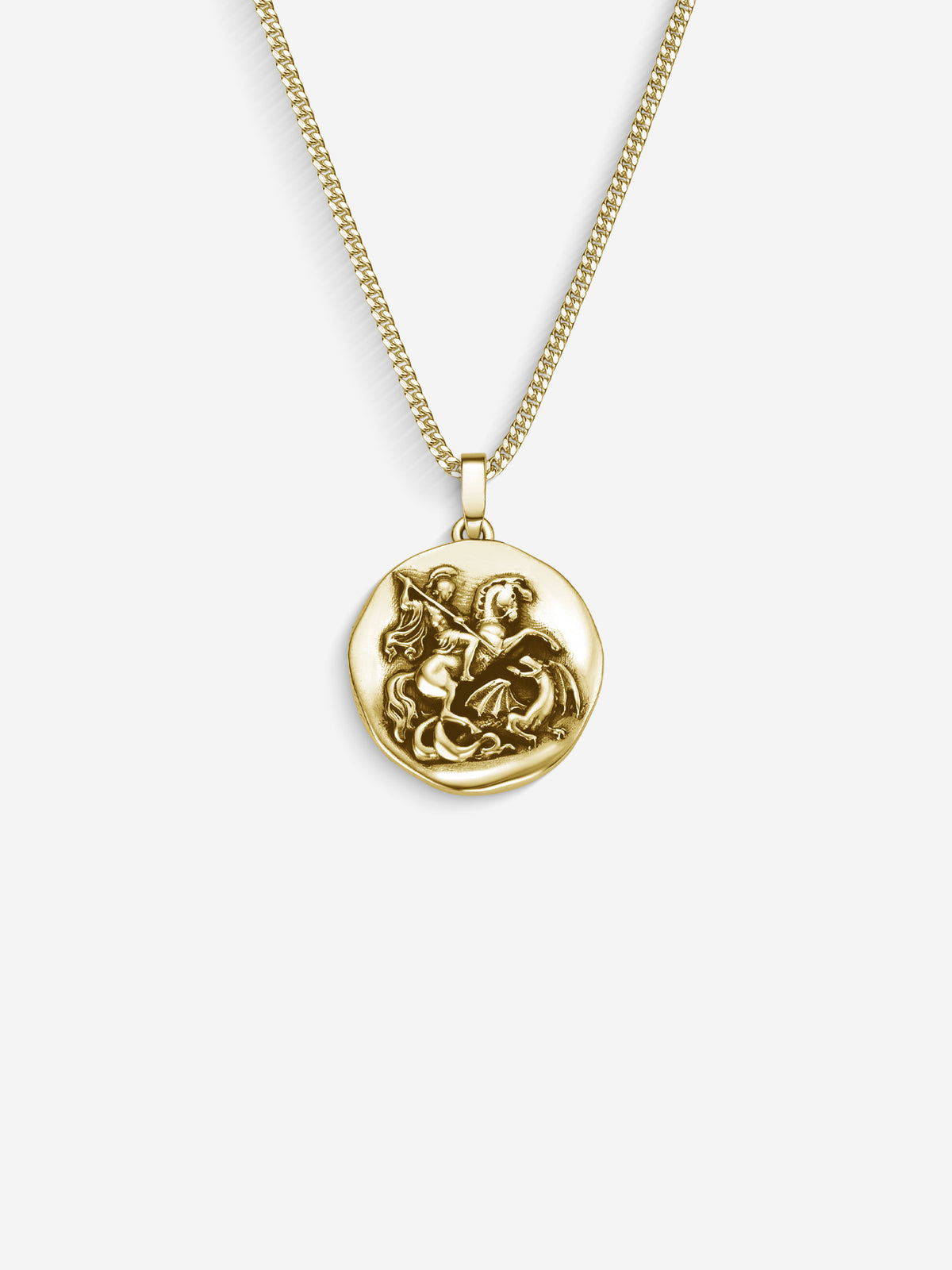 Colar St. George em Prata 925 com banho de Ouro 18k, corrente grumet, vista frontal