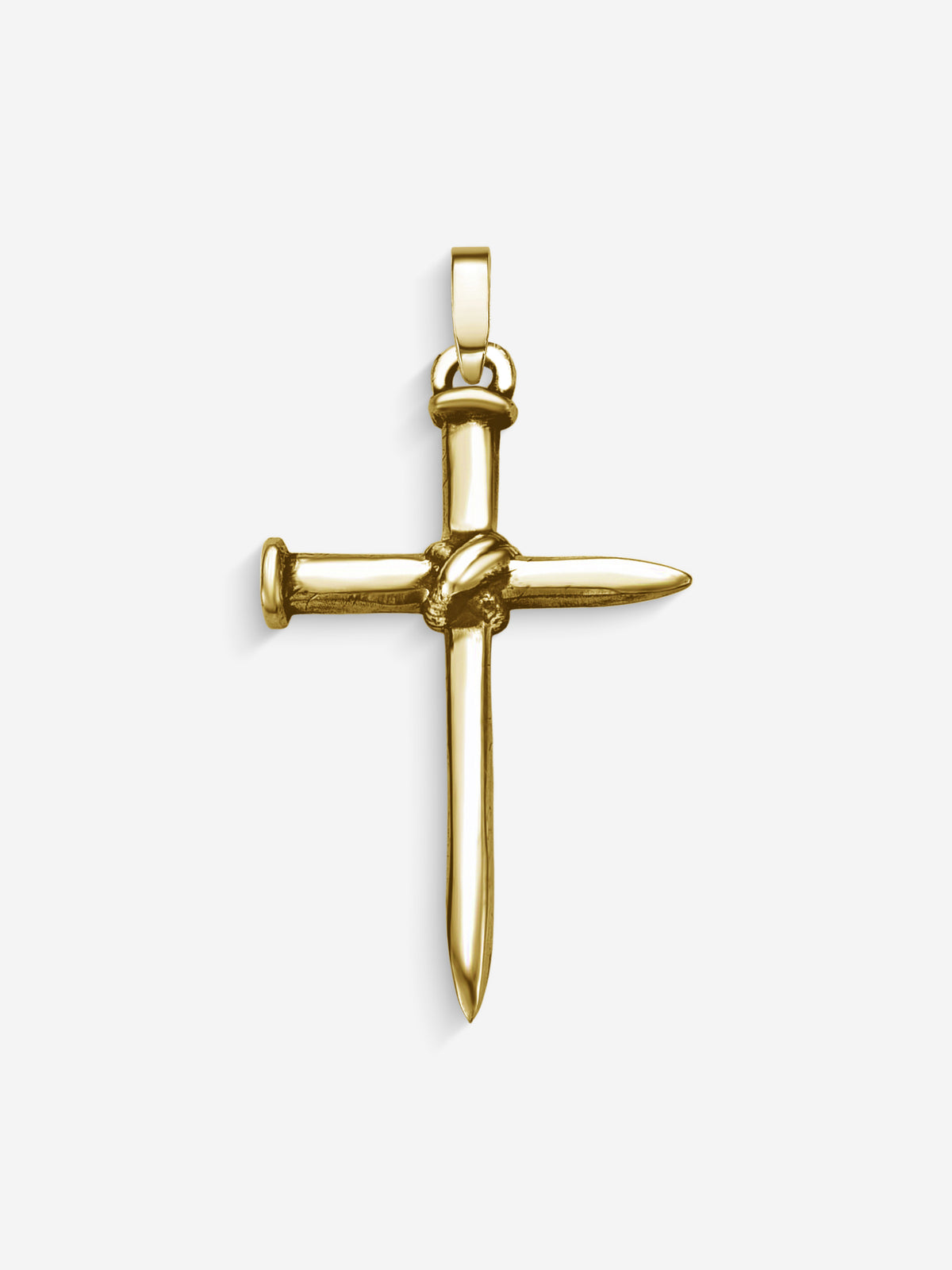 Pingente Nail Cross em Prata 925 com banho de Ouro 18k, vista frontal